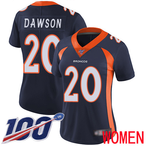Women Denver Broncos #20 Duke Dawson Navy Blue Alternate Vapor Untouchable Limited Player 100th Season Football NFL Jersey